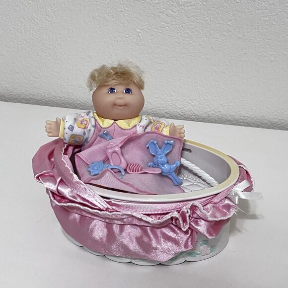 Vintage Cabbage Patch Kids Doll Magic Nursery Cradle Carriage Pink Set 1998 - Picture 1 of 16